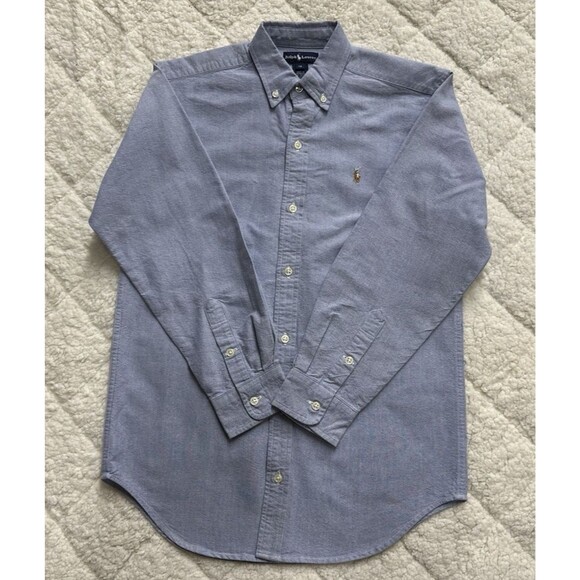 Ralph Lauren Polo boys size 14 button down long sleeve blue Oxford cotton shirt - Picture 3 of 10